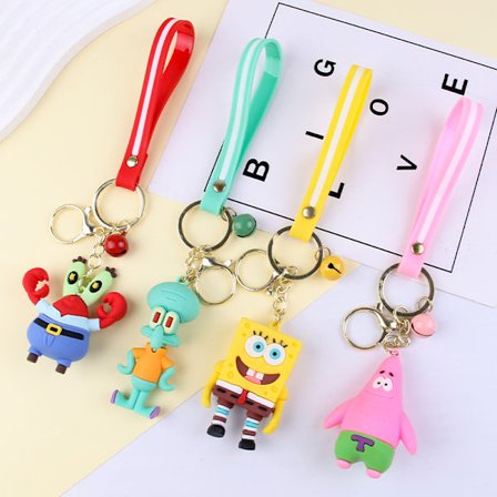 Sæt med 4 gule svampe nøgleringe - Perfekt til at fylde overraskelsespose