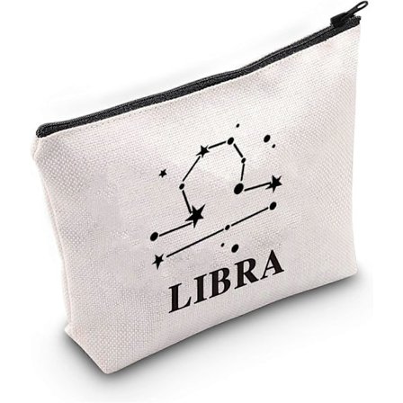 12 Stjernetegn Sminkeveske med Glidelås 12 Horoskop Astrologi CZ Kosmetisk Reiseveske for Kvinner Jenter, Canvas, Vekten