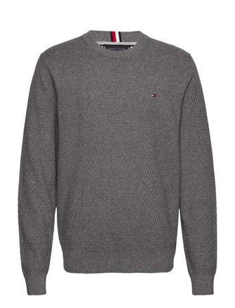 Cross Structure Crew Neck Neulepaita Pyöreä Kaula-aukko Harmaa Tommy Hilfiger