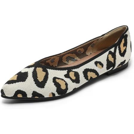 wiss Damskor Ballerinaskor Bekväma Casual Dressy Skor, Arbets Ballerinaskor Kontorsskor Spetsiga Tå Ballerinaskor Leopard 9 US