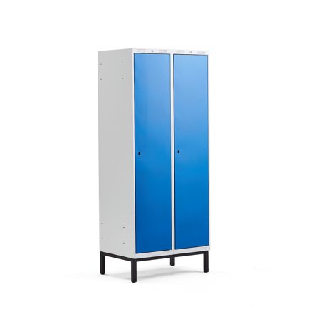 Kleiderspind CLASSIC mit Beingestell, 2 Module, 1940 x 800 x 550 mm, blau