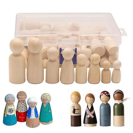 Tretrefigurer, 50 stk. DIY-tretrefigurer, dukker, humanoide marionett, barneleker, mannlige og kvinnelige dukkeleker, håndverk, kunst og håndverk, 4 