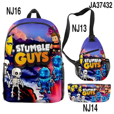 Stumble Guys Ryggsäck Pencil Bag Satchel Tredelad Set style 4
