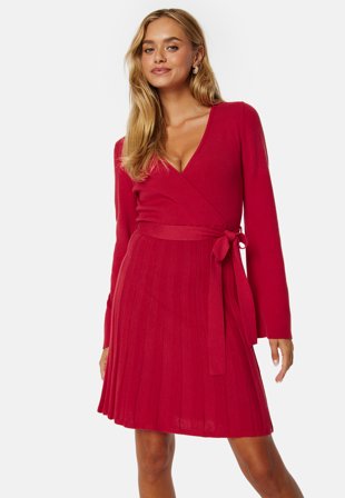BUBBLEROOM Quinn Wrap Dress Red Klær