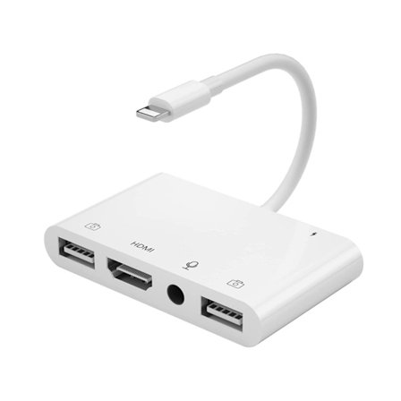 Lightning till HDMI-adapter och hona OTG-kabel USB och Lan Ethernet Rj45 Ethernet AV OTG Digital 4 i 1 1080P med port YEMAESRE