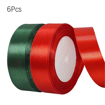 6 Rullar Julband, 2 cm Bredd Satinband Julband