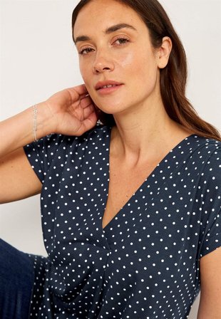 Cellbes of Sweden - Kortermet jerseytunika i prikkete / blå for damer i størrelse 50/52