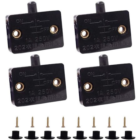 4 stk serie skap dørbryter skap lampebryter åpne skuffer på lukket dør gjeldende for 12V 24V 110V svart