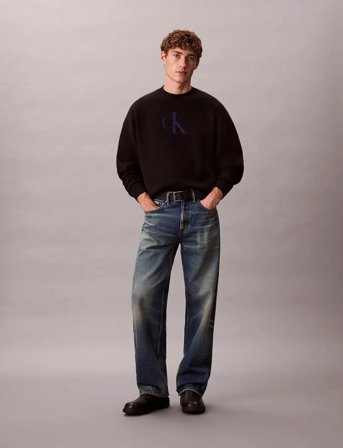 Calvin Klein Jeans Ls Cttn Cashmere 3D Logo Crwnk S - Black - XXL