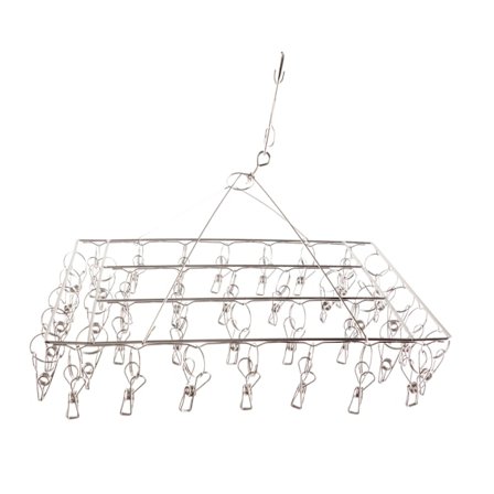 Tøjstativ i Rustfrit Stål Drejelig Multifunktionel Sokklemme og Dryppestativ til Strømper Håndklæder Undertøj