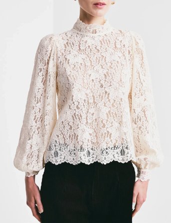 by Ti Mo Lace Blouse - Cream - XL