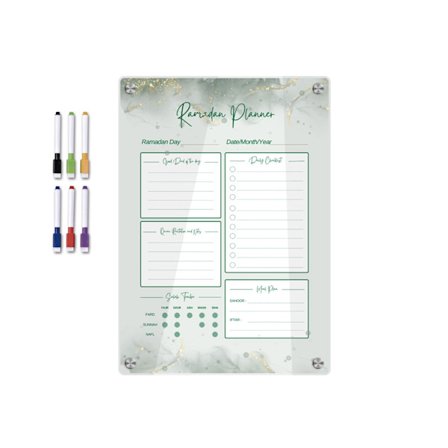 Ukekalenderplanlegger Akryl Magnetisk Kjøleskap Ramadan Måltidsplanlegger Memo Board