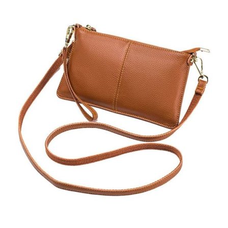 (Brun) Skuldertaske - Ægte læder - Brun - Multifunktionel - 20x2x13 cm - Dame