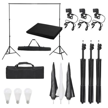 Vidaxl Fotostudio Med Lampor Och Bakgrund Svart