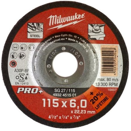 Milwaukee SG 27 PRO+ Kappeskive 115x6 mm, Maskintilbehør & forbruk