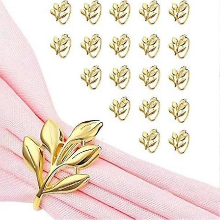 20 stk Gull Løv Serviettringer - Gull Serviettring For Bordsservietter - Høytids Serviettringer Høstservietter