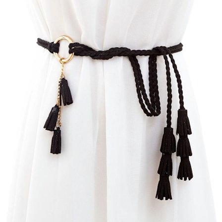 Vævet taljereb Bohemian linning SORT