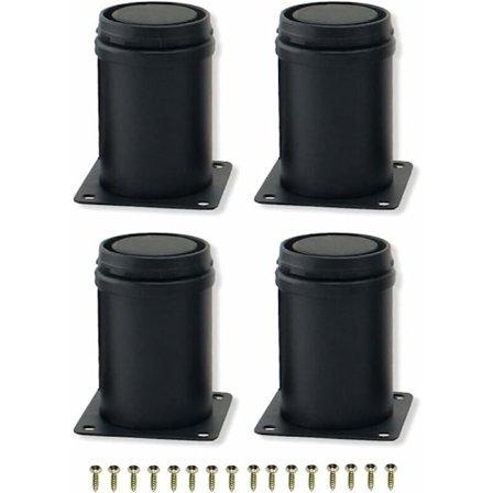 4 stk. 8 cm sorte justerbare møbelben i rustfrit stål til skab, bordben, sofa, fødder, møbler, udskiftningsfod, sort, 8 cm