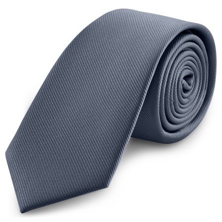 8 cm Graphite Grosgrain Tie for Men - Solid color neckties