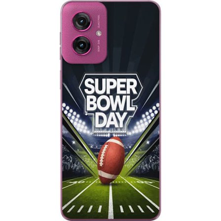 Yhteensopiva Puhelinkuori Motorola Moto G55 Super Bowl Day juliste, jossa amerikkalainen jalkapallo valaistuksella varustetulla areenalla dramaattises
