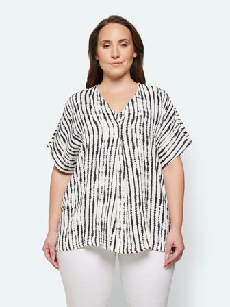 CISO - Bluse - Råhvid / Sort - Mønstret