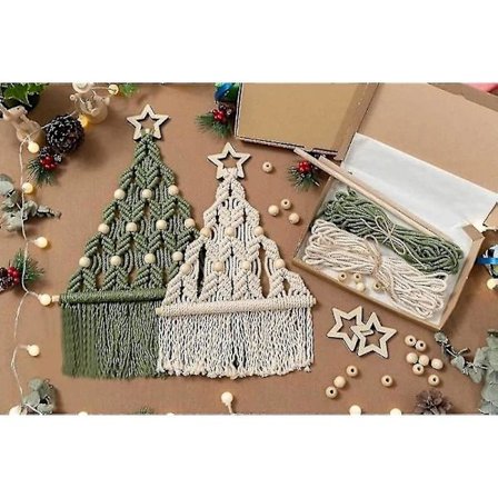 DIY-kit för julgranar, handgjorda vävda makraméjulgranar DIY-kit väggbonader [co]