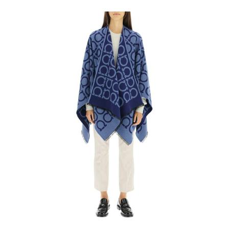 Salvatore Ferragamo Cape Blå, Dame Poncho, Størrelse: ONE Size