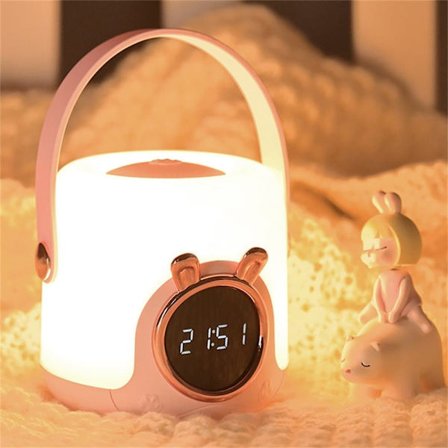 Digital vekkerklokke med LED-nattlampe – dimbar, timer, bærbar og oppladbar_TF_TF