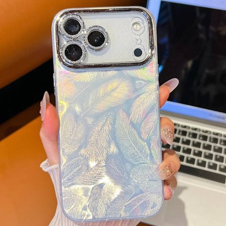 iPhone-skal med fjädermönster, passar iPhone 17, Air, Pro, Pro Max, stöttåligt mobilskal