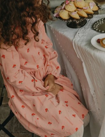 Garbo&Friends Micro Corduroy Long Sleeve Dress - Pink - 98/104