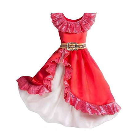 Elena Of Avalor Prinsessekostyme Jenter Disney Anime Rollelek Klær Halloween Carnival Cosplay-antrekk Barn Rød Ruffle Lang kjole