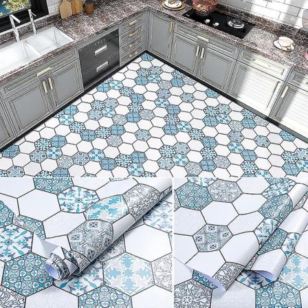 Itseliimautuva vedenkestävä lattia, ei liukastuva, kylpyhuoneeseen, keittiöön, olohuoneeseen, paksu ja kulutusta kestävä Blue Celadon