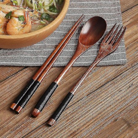 Bærbar Træservices Træbestiksæt Rejseservices Miljøvenlige Gaver Gaffel Ske Sæt Køkkentilbehør