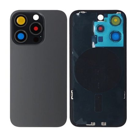 iPhone 15 Pro Baksida Glas med Magsafe Magnet med tejp - Svart