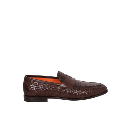 Santoni Interwoven Instappers , Bruin , Heren , Maat: 41 EU Instappers & Slip ons