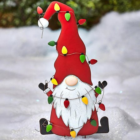 Trädgårdspynt i metall med tomte, juldekorationer för utomhusbruk, gräsmatta, uteplats