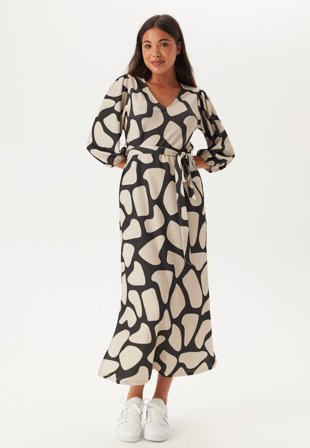 Happy Holly - Structured Puff Sleeve Midi Dress - 44/46
