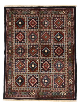 Noué À La Main Yalameh Tapis 152X196 Persan De Laine Noir/Marron Petit