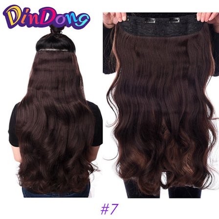 DinDong Clips In Hair Extensions 32Inch Synthetic Wavy 210G Premium Värmebeständigt hår 613# Blond Brown 19 Färger Tillgängliga