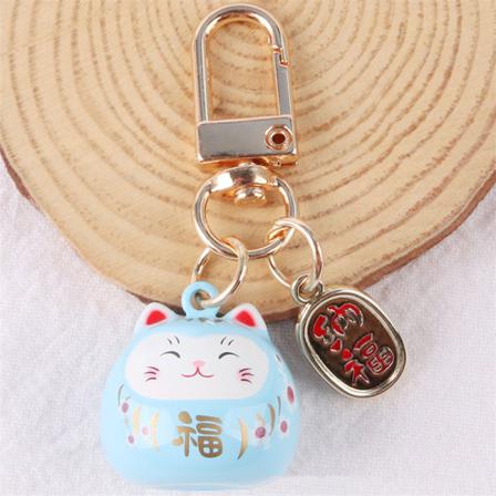 Cartoon E Lucky Cat Nyckelringar Bilväska Dekor Bell Pendent