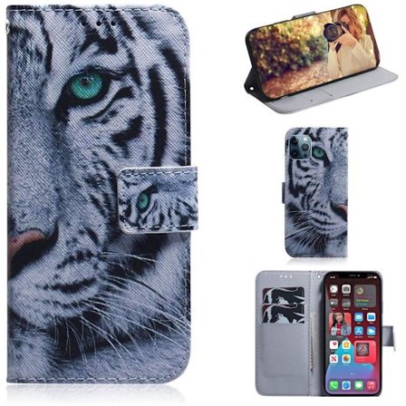 Plånboksfodral iPhone 12 Pro Max – Vit Tiger