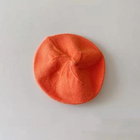 Mode Baby Strikket Beret Hat Ensfarvet Børns Varmt Ud Orange