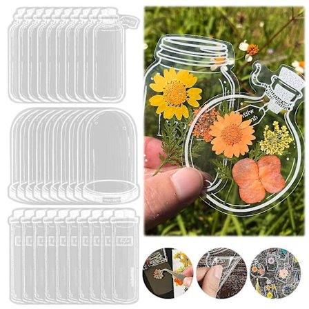 30 st Transparenta Bokmärken med Torkade Blommor, DIY Bokmärke med Torkade Blommor, Hemmagjorda Bokmärken, Vackra F