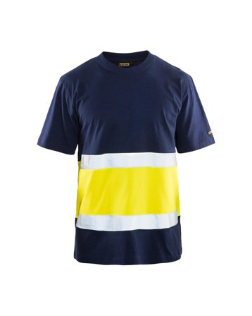 Blåkläder 338710308833XS T-shirt Navy/høj synlighed gul Stl XS, Tøj
