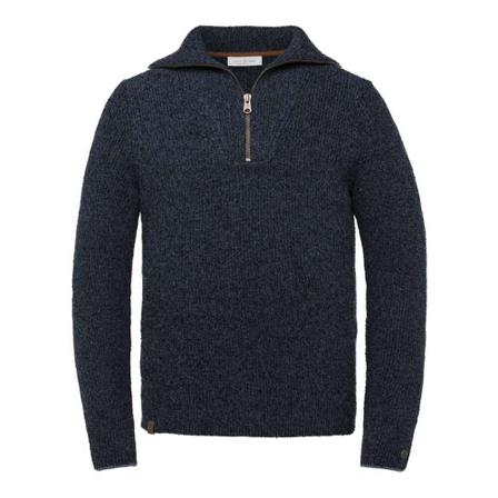 Cast Iron, Half zip collar cotton Blauw, Heren, Maat:S