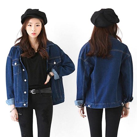 Vårfjær Cowboyjakke for Jenter - Løstsittende, Lang Erme, Denim