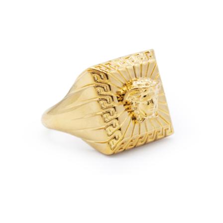 Versace Medusa Square Ring gul, Herr Ringar, Herr, Storlek: 64 MM