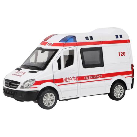 1:36 Hospital Rescue Ambulance Diecast Alloy Model Med Pull Back Lydlys For Barneleker