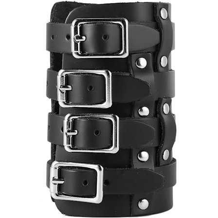 Läderarmband för män med bred trippelrem, manschett, handledsskydd, spänne