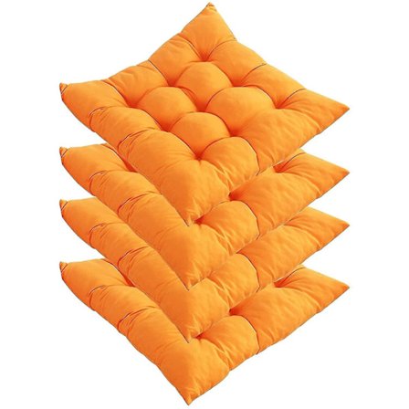 Tjock dyna, enfärgad borstad stolsdyna, kontorsstolsdyna, studentdyna, sittdyna, matstol, tatami, 40*40 cm, orange, 4 st.